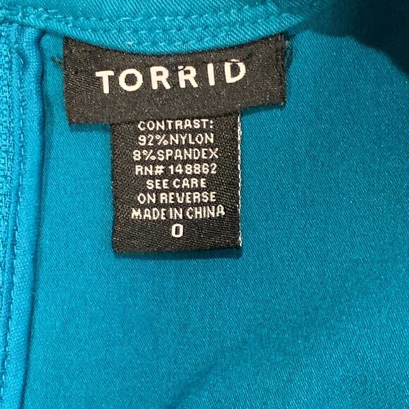 Torrid Peplum Top Stretch Sleeveless Round Neck & Mesh V-Neck Sz 0 Teal 210E - Picture 5 of 6